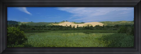 Framed Panoramic view of a lake, Sleeping Bear Dunes National Lakeshore, Michigan, USA Print