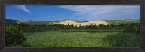 Framed Panoramic view of a lake, Sleeping Bear Dunes National Lakeshore, Michigan, USA Print