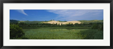 Framed Panoramic view of a lake, Sleeping Bear Dunes National Lakeshore, Michigan, USA Print