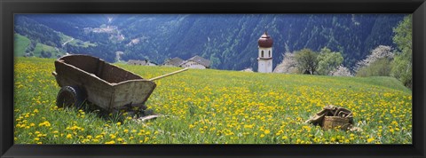 Framed Wheelbarrow in a field, Austria Print