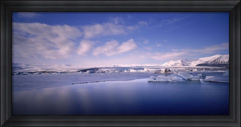 Framed Glacier floating on water, Jokulsarlon Glacial Lagoon, Vatnajokull, Iceland Print