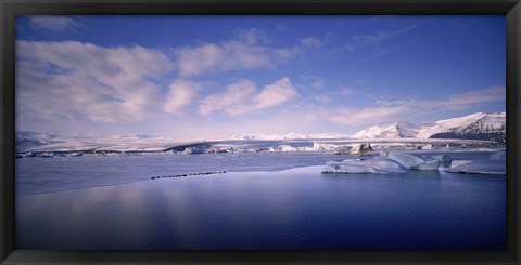 Framed Glacier floating on water, Jokulsarlon Glacial Lagoon, Vatnajokull, Iceland Print