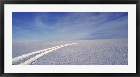 Framed Tire tracks on a snow covered landscape, Vatnajokull, Iceland Print