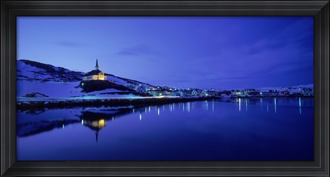 Framed Town at the waterfront, Holmavik, Iceland Print