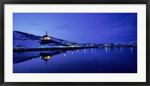 Framed Town at the waterfront, Holmavik, Iceland Print