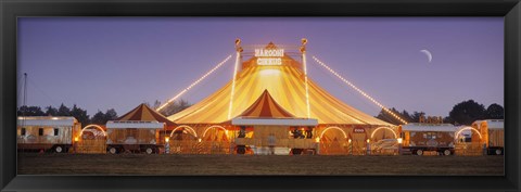 Framed Circus lit up at dusk, Circus Narodni Tent, Prague, Czech Republic Print