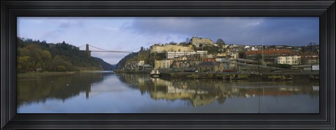 Framed Suspension bridge across a river, Clifton Suspension Bridge, River Avon, Bristol, England Print