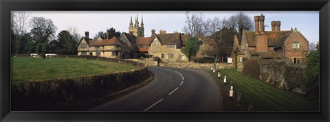 Framed Houses along a road, Penhurst, Kent, England Print