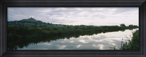 Framed Reflection of clouds in the river, River Brue, Glastonbury Tor, Glastonbury, Somerset, England Print