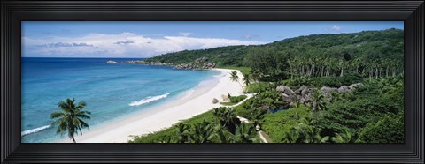 Framed High angle view of the beach, Grand Anse Beach, La Digue Island, Seychelles Print