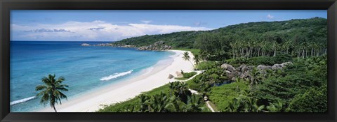 Framed High angle view of the beach, Grand Anse Beach, La Digue Island, Seychelles Print