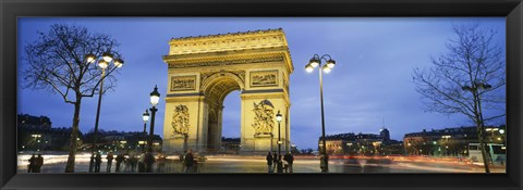 Framed Tourists walking in front of a monument, Arc de Triomphe, Paris, France Print