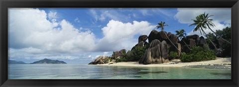 Framed Rock Formations on Anse Source D&#39;argent Beach, La Digue Island, Seychelles Print