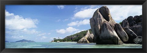 Framed Rocks on Anse Source D&#39;argent Beach, La Digue Island, Seychelles Print