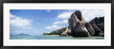 Framed Rocks on Anse Source D&#39;argent Beach, La Digue Island, Seychelles Print