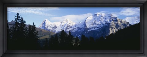 Framed Snow covered mountains on a landscape, Bernese Oberland, Switzerland Print