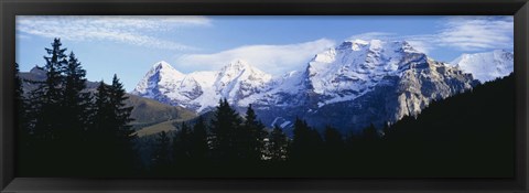 Framed Snow covered mountains on a landscape, Bernese Oberland, Switzerland Print