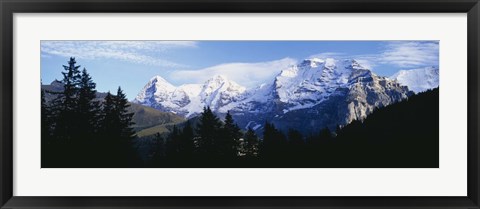 Framed Snow covered mountains on a landscape, Bernese Oberland, Switzerland Print