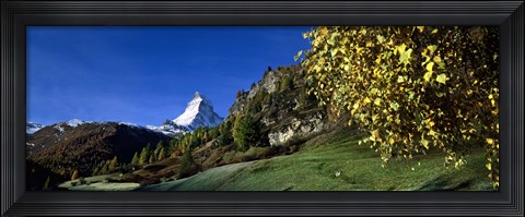 Framed Low angle view of a snowcapped mountain, Matterhorn, Valais, Switzerland Print