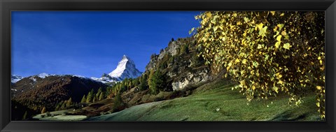 Framed Low angle view of a snowcapped mountain, Matterhorn, Valais, Switzerland Print