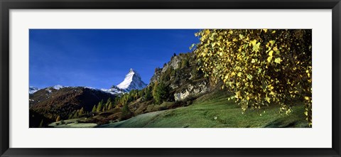 Framed Low angle view of a snowcapped mountain, Matterhorn, Valais, Switzerland Print