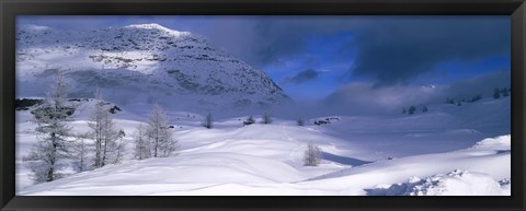 Framed Snowcapped mountain in a polar landscape, Simplon pass, Switzerland Print