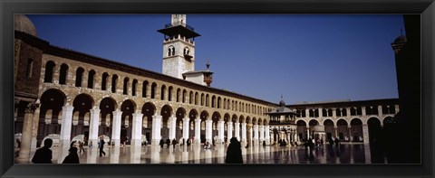 Framed Group of people walking in the courtyard of a mosque, Umayyad Mosque, Damascus, Syria Print