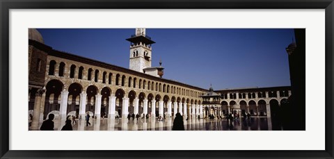 Framed Group of people walking in the courtyard of a mosque, Umayyad Mosque, Damascus, Syria Print