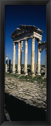 Framed Old ruins of a built structure, Entrance Columns, Apamea, Syria Print