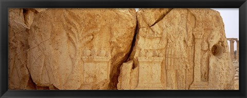 Framed Carving on rocks, Palmyra, Syria Print