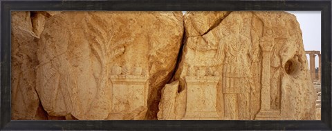 Framed Carving on rocks, Palmyra, Syria Print