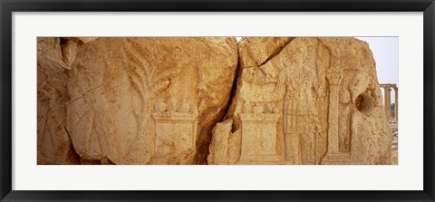 Framed Carving on rocks, Palmyra, Syria Print