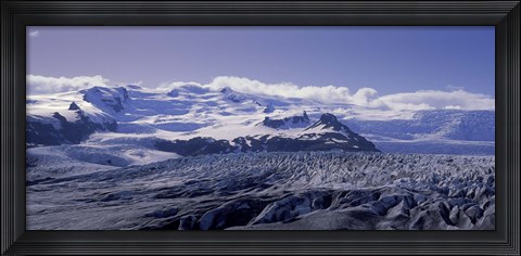 Framed Snowcapped mountains on a landscape, Fjallsjokull and Vatnajokull, Iceland Print