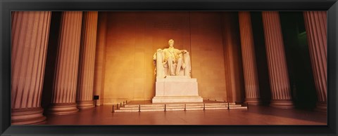 Framed Low angle view of a statue of Abraham Lincoln, Lincoln Memorial, Washington DC, USA Print