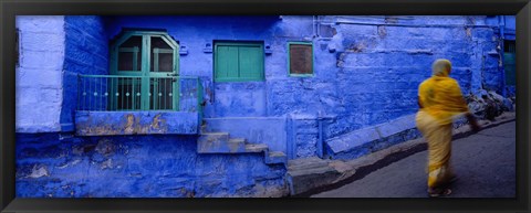 Framed Rear view of a woman walking on the street, Jodhpur, Rajasthan, India Print