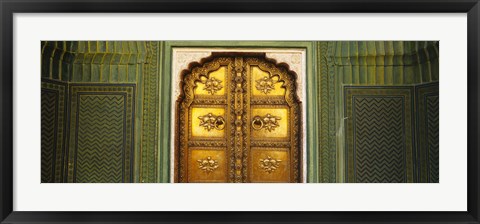 Framed Close-up of a closed door of a palace, Jaipur City Palace, Jaipur, Rajasthan, India Print