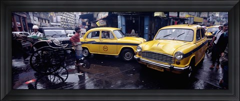 Framed Traffic in a street, Calcutta, West Bengal, India Print