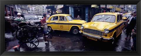 Framed Traffic in a street, Calcutta, West Bengal, India Print