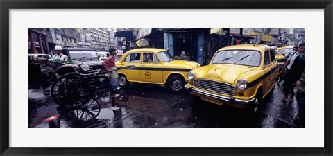 Framed Traffic in a street, Calcutta, West Bengal, India Print