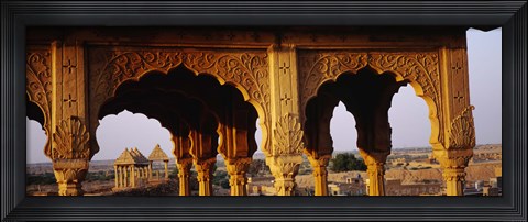 Framed Monuments at a place of burial, Jaisalmer, Rajasthan, India Print