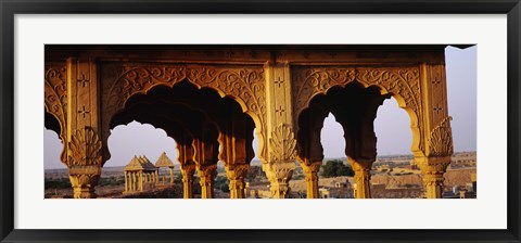 Framed Monuments at a place of burial, Jaisalmer, Rajasthan, India Print