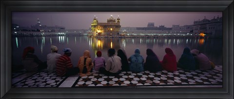 Framed Group of people at a temple, Golden Temple, Amritsar, Punjab, India Print
