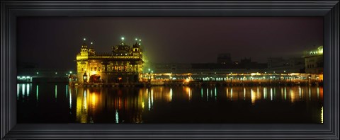 Framed Temple lit up at night, Golden Temple, Amritsar, Punjab, India Print
