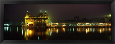 Framed Temple lit up at night, Golden Temple, Amritsar, Punjab, India Print