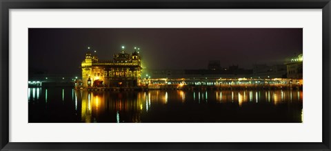 Framed Temple lit up at night, Golden Temple, Amritsar, Punjab, India Print