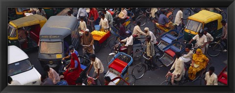 Framed High angle view of traffic on the street, Old Delhi, Delhi, India Print