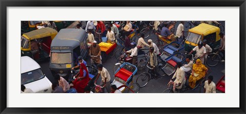 Framed High angle view of traffic on the street, Old Delhi, Delhi, India Print