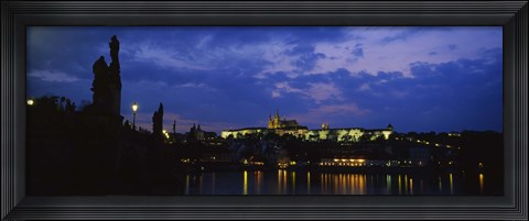 Framed Buildings lit up at night, Prague, Czech Republic Print