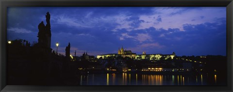 Framed Buildings lit up at night, Prague, Czech Republic Print