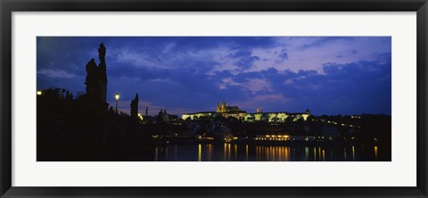 Framed Buildings lit up at night, Prague, Czech Republic Print